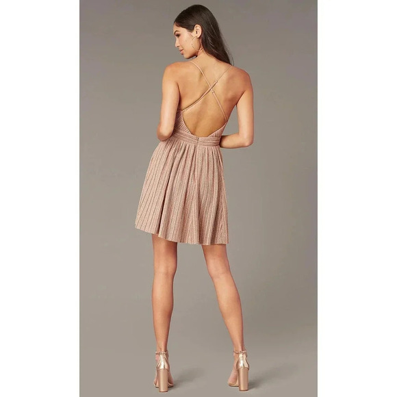 Pink Lily Glitter Mini Dress Mauve Size S - Picture 2 of 8